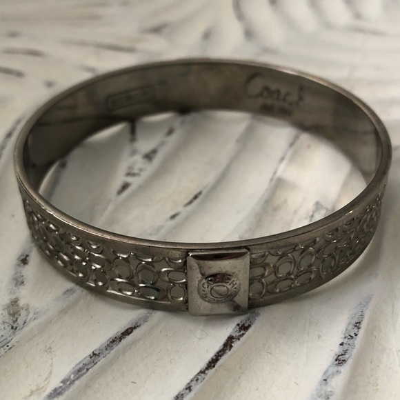 Coach Jewelry Vintage Coach Signature Bangle Bracelet In Silver